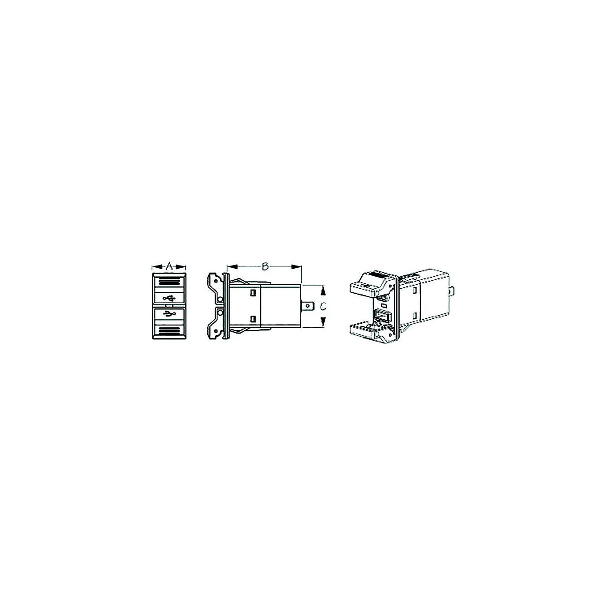 Sea-Dog 4265451 Usb 3.0 & Usb-C Rocker Style Power Socket With Dual Fixed Cover A: 1" B: 2-1/8" C: 1-7/16" Volts: 6-32 - image 2
