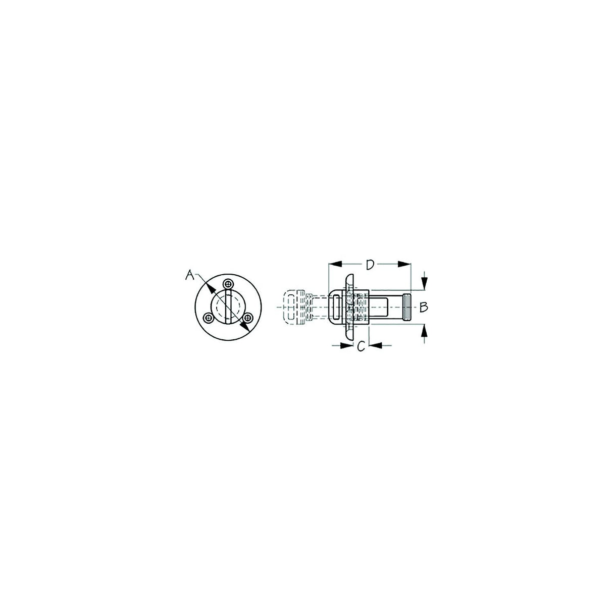 Sea-Dog Line SeaDog 520060 Captive Garboard Drain & Plug, A: 2", B: 1-1/8", C:1-2", D: 2-5/8" #8 FH - 520060 - official Sea-Dog Line product image 3