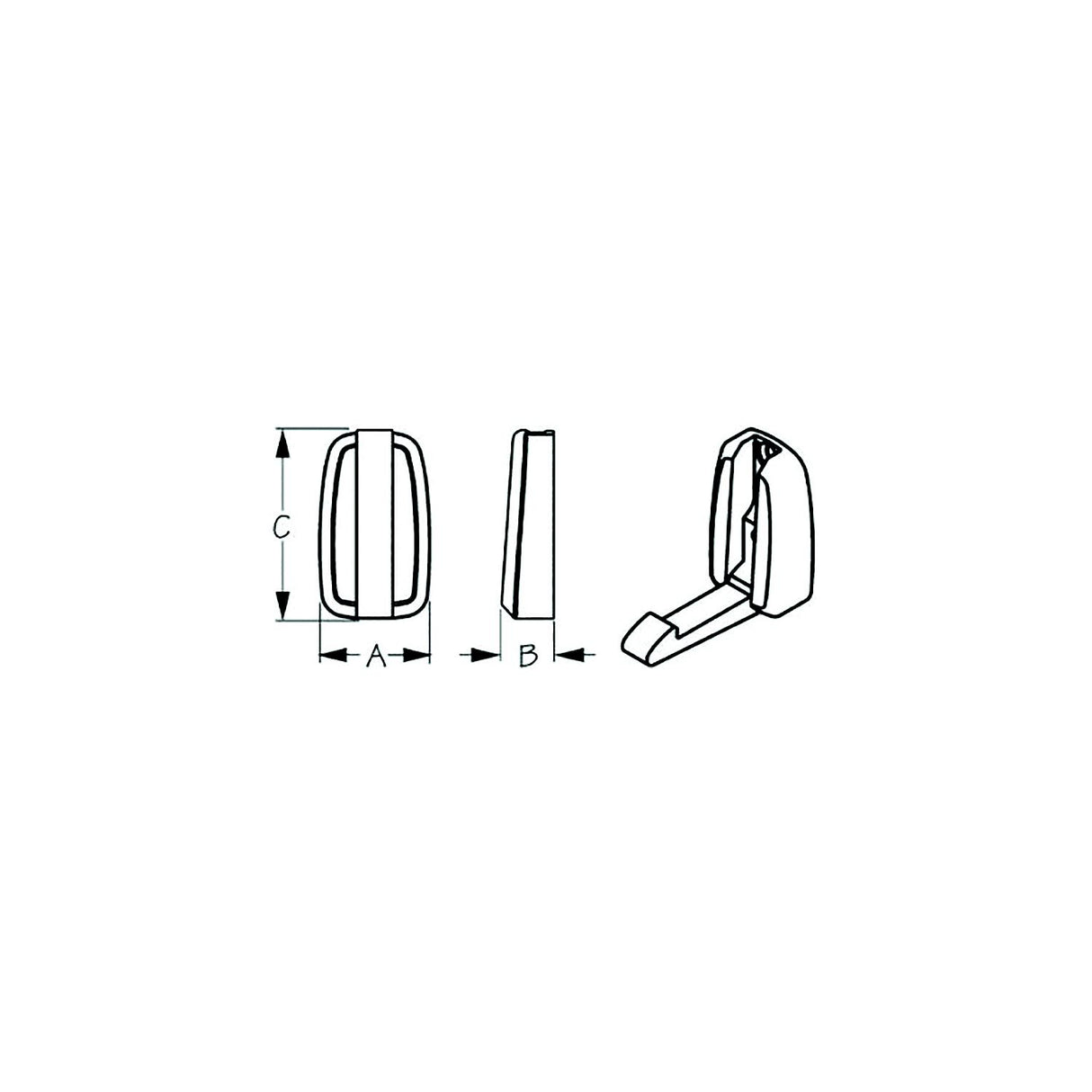 Sea-Dog 6714971 Folding Coat Hook, A=1-3/16", B= 9/16", C=2", #8 FH, weight= .18 - image 1