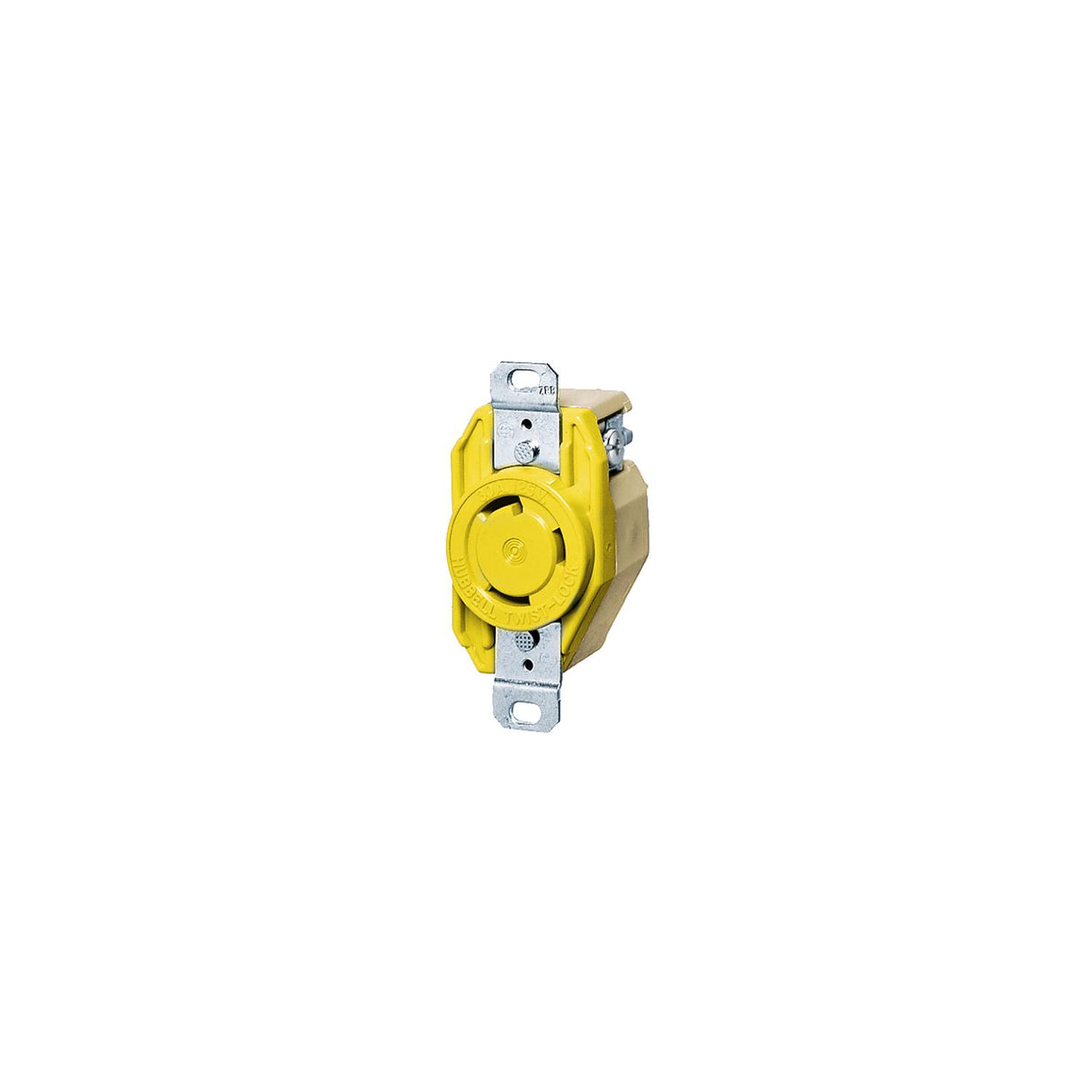 Hubbell HBL26CM10 Yellow 30A 125V Twist Lock Heat Resistant Rynite Body Single Receptacle - HBL26CM10