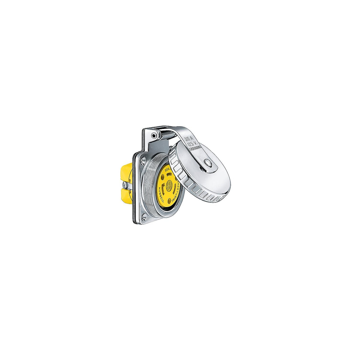 Hubbell HBL303SSO Watertight Stainless Steel 30A 125V Shore Power Outlet | Hardware Included - HBL303SSO