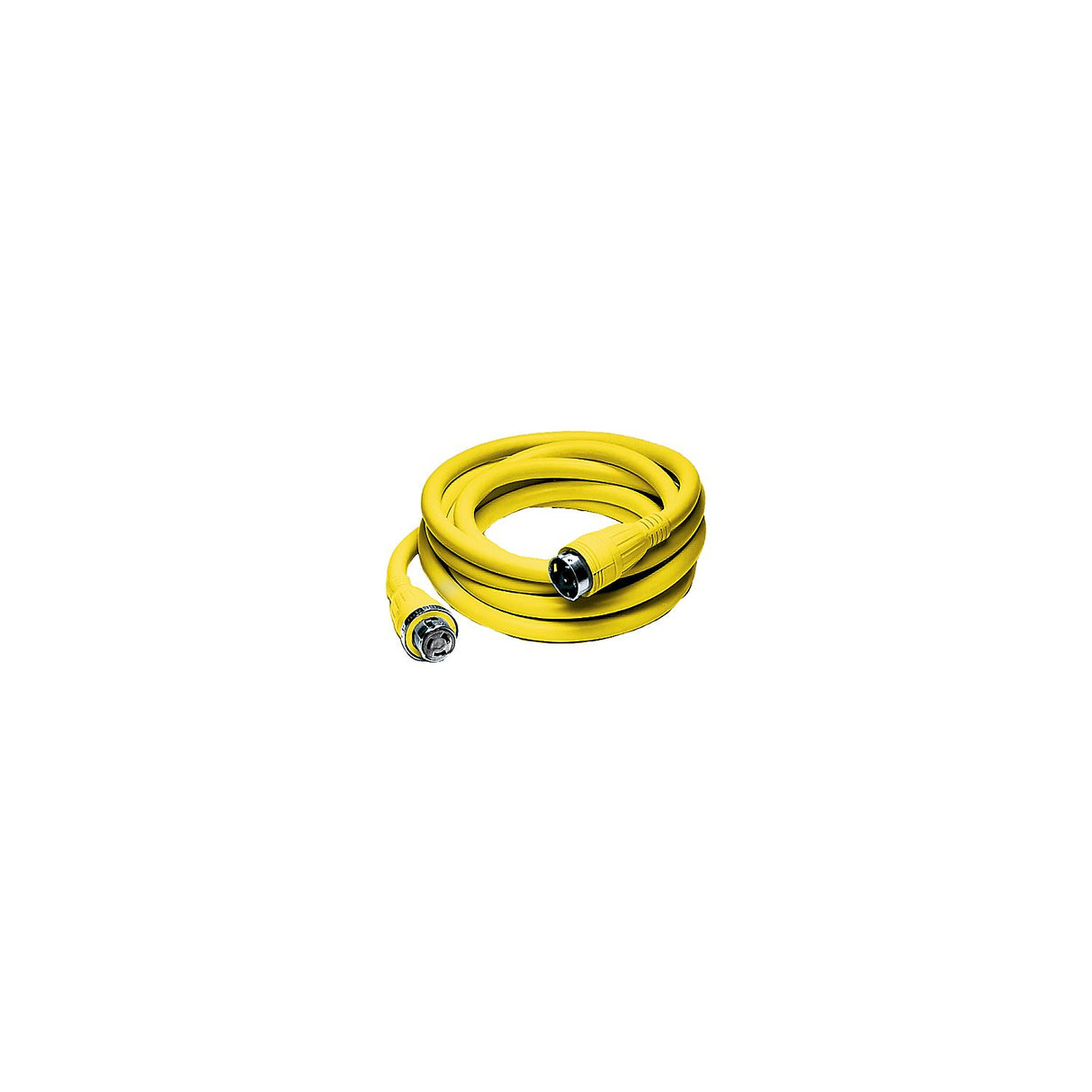 Hubbell HBL61CM42 Yellow 50A 125/250V Vinyl Jacketed Pre Wired 25' Shore Power Cable Set - HBL61CM42