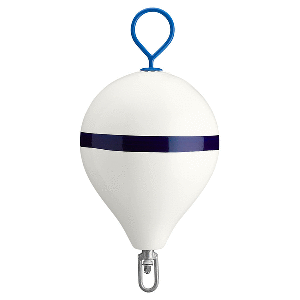 Polyform U.S. Polyform 17" CM Mooring Buoy w/Galvanized Iron - White Blue Stripe - CM-3 WHITE W/STRIP