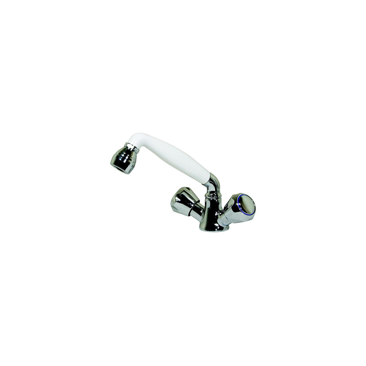 Scandvik 46000 Standard Combo Pull-Out Faucet and Shower Handle Without Water Conservation Valve, White Handle With 5' White Nylon Hose - 46000P