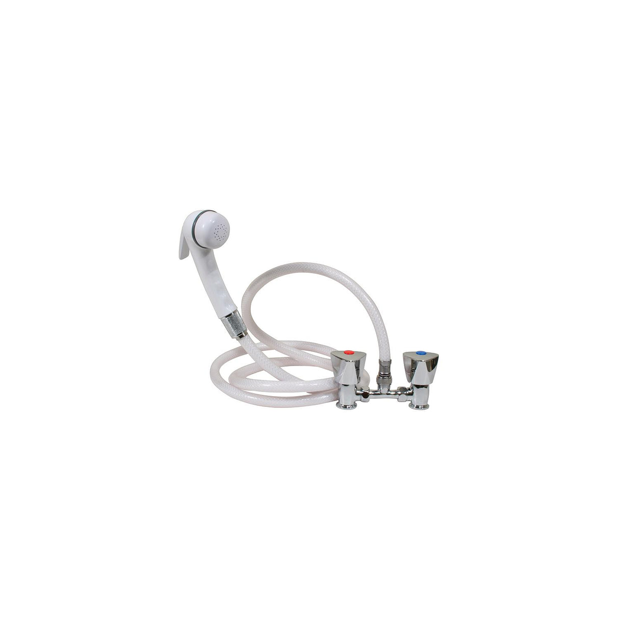 Scandvik Euro Shower Kit, White Sprayer With White Hose and Triangle Knobs - 14117