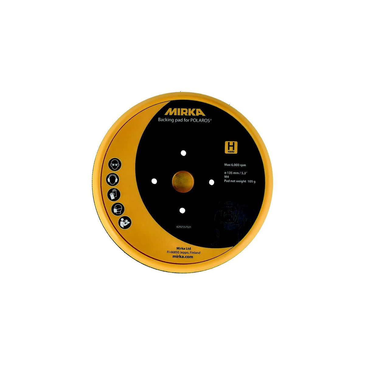 Mirka 8292557021 Backing Pad For Polaros, Hard, 5.3" - image 2