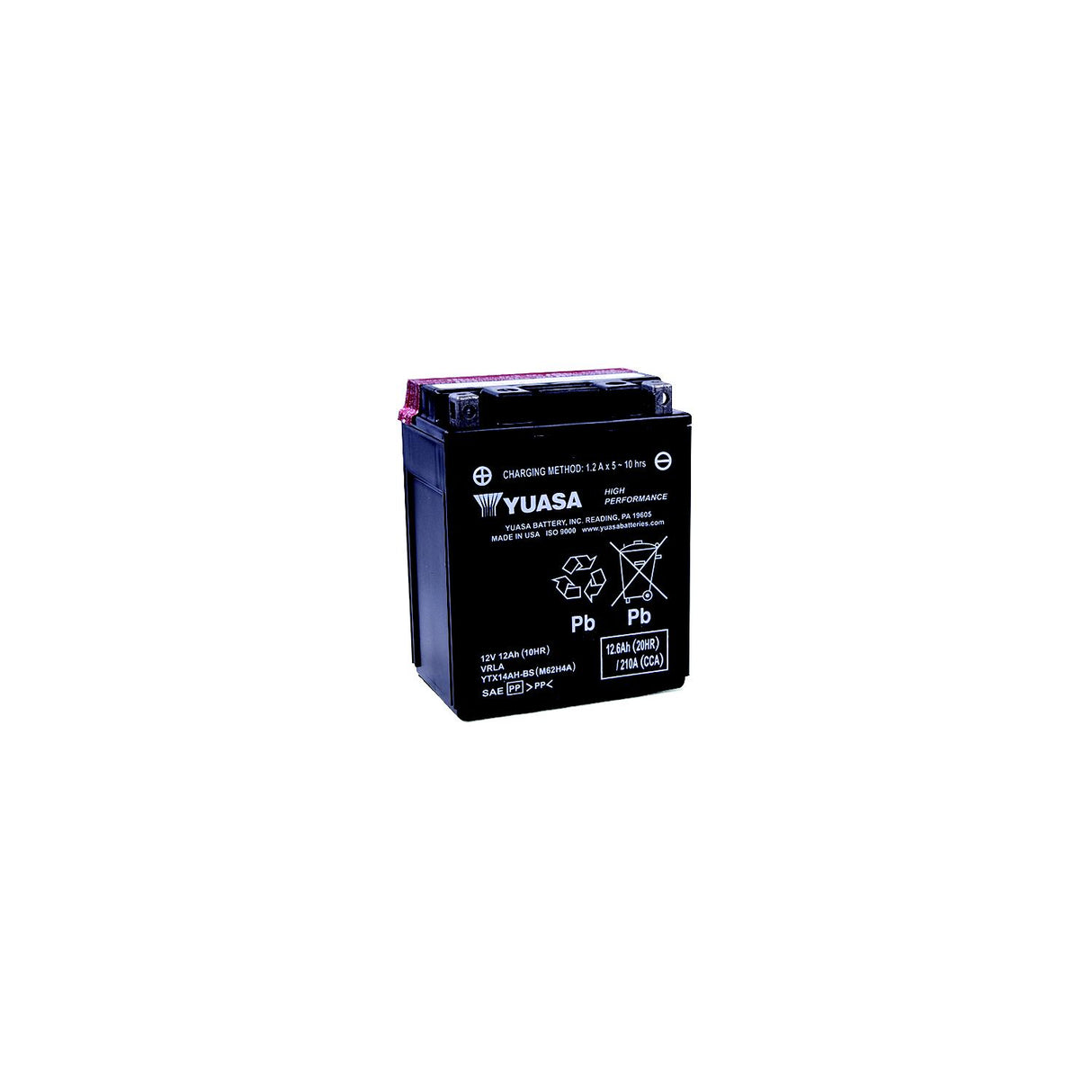 Yuasa Battery Inc. Yuasa High Performance, Maintenance Free Battery - Fresh Pack - YUAM62H4L