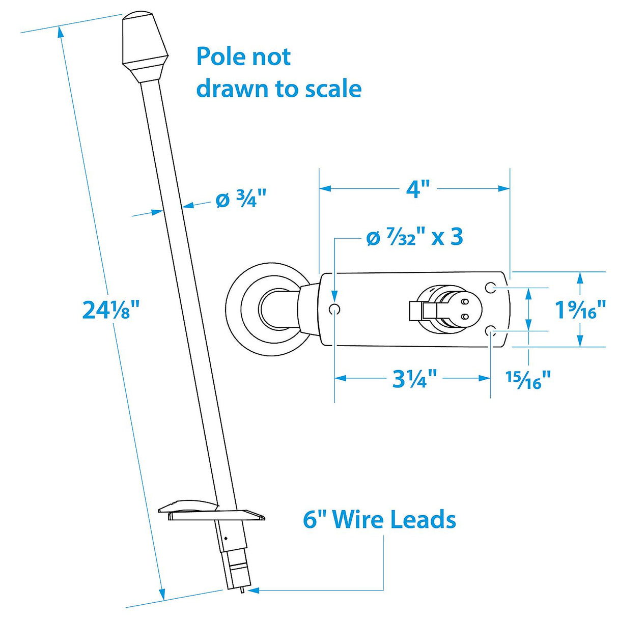 Seachoice LED All-Round Light for Boating, Stow-A-Way Aluminum Light, 24-1/8 In. - 2951 - official Seachoice product image 4