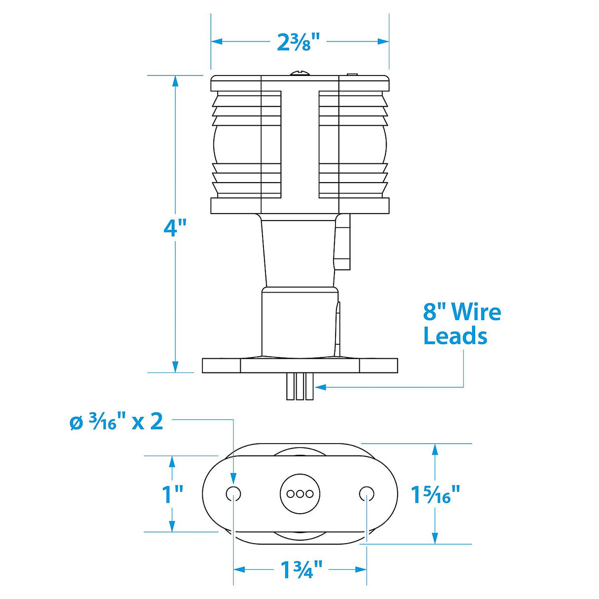 Seachoice All-Round Light, Masthead, Sail Boat Navigation, 3 In. Tall - SC50-05991