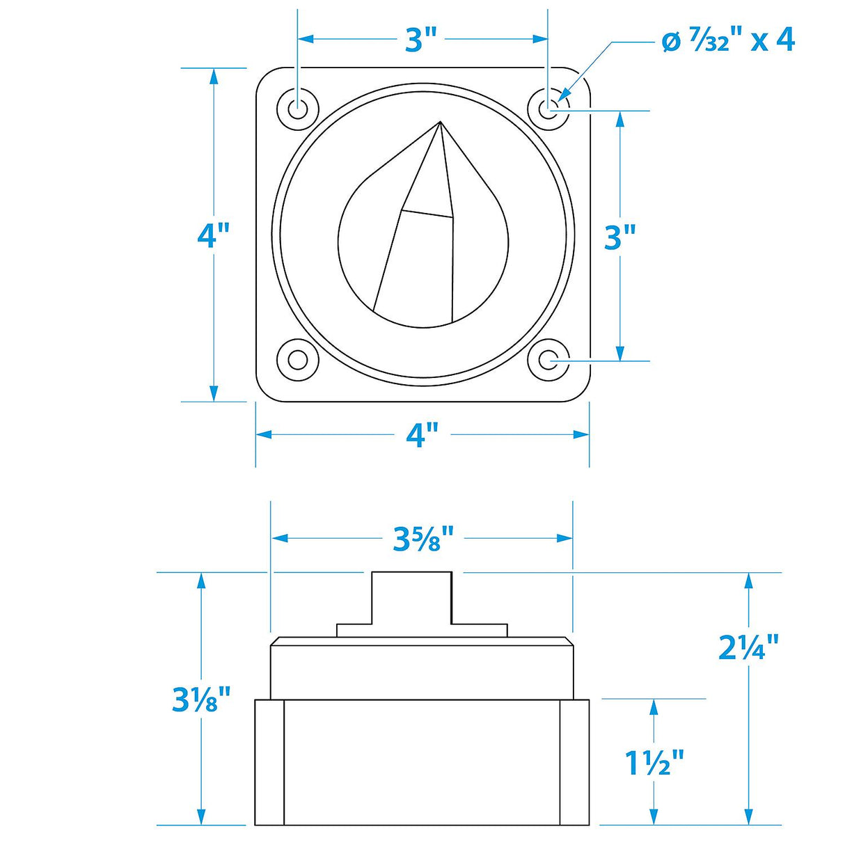 Seachoice Battery Select Switch, Compact, Disconnect Isolator Cutoff, Dual, 12 -50V - SC50-11531 - official Seachoice product image 5