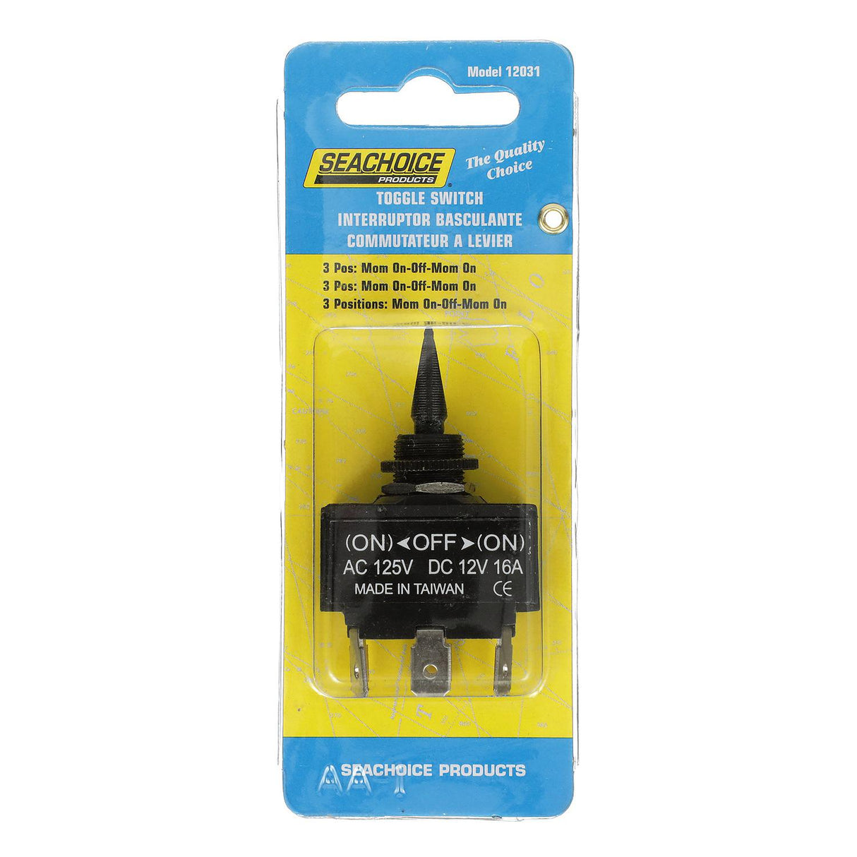 Seachoice 3-Position Toggle Switch, Momentary On/Off/Momentary On - 12031