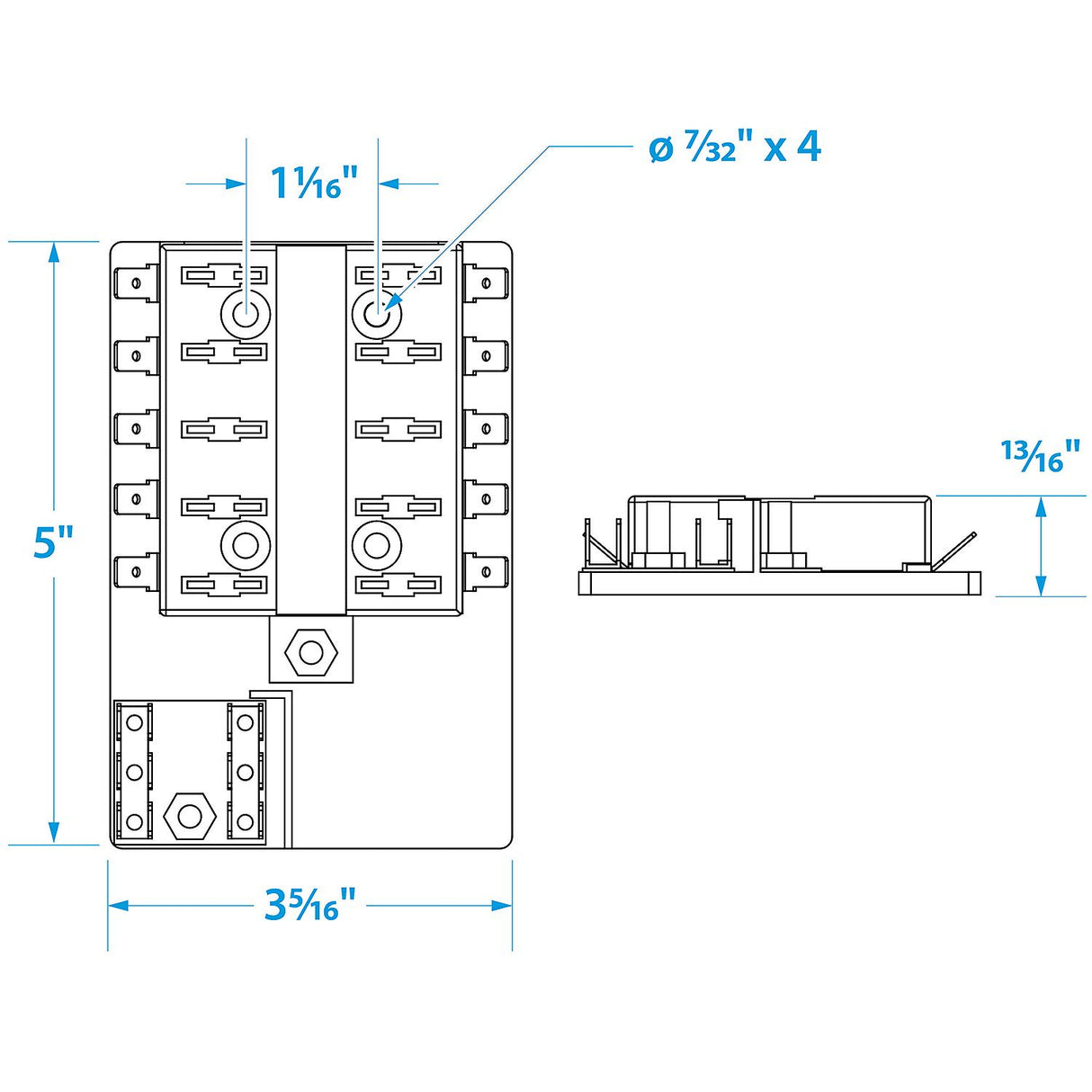 Seachoice Fuse Block ATO/ATC, 10 Gang Ground Bar 12V - SC50-13311 - official Seachoice product image 5