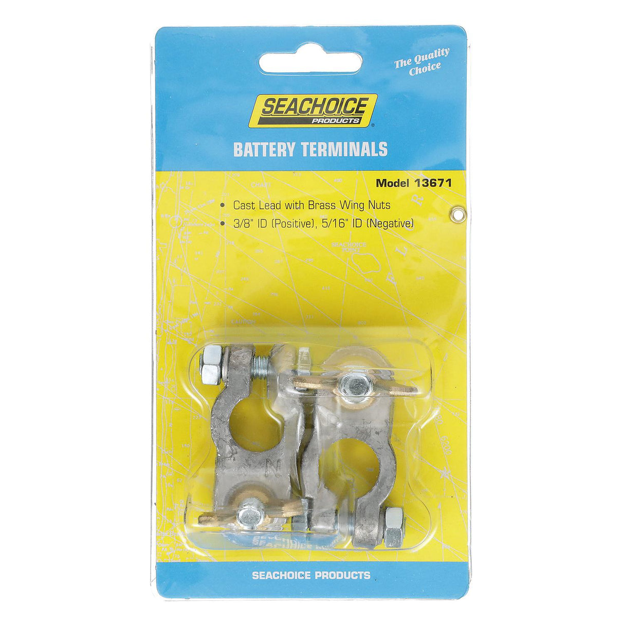 Seachoice Boat Battery Terminal Set w/ Wing Nuts, Includes Positive and Negative Terminals - 13671