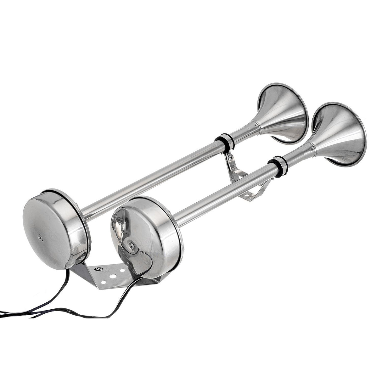 Seachoice 14631 Dual Trumpet Electric Horn, Stainless Steel, 123 dB Rating, 24V, 5 Max Amps. 18-1/2 in. L X 8 in. W X 5 in. H - HYF-305LT-24V - official Seachoice product image 7