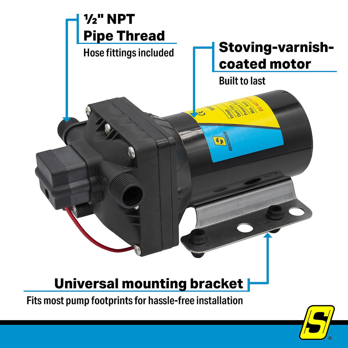 Seachoice 17863 Washdown Pump System, 12V, 4 GPM, 60 PSI - NMWP1-040-055-42B - image 3