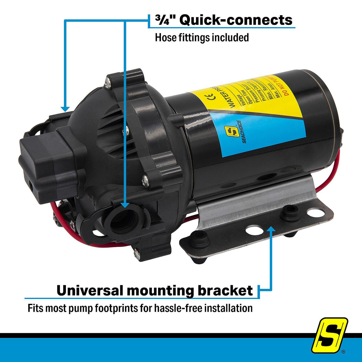 Seachoice 17883 Water-Pressure Pump, 12V, 3.5 GPM, 60 PSI - NMDP1-040-060-52A - image 5