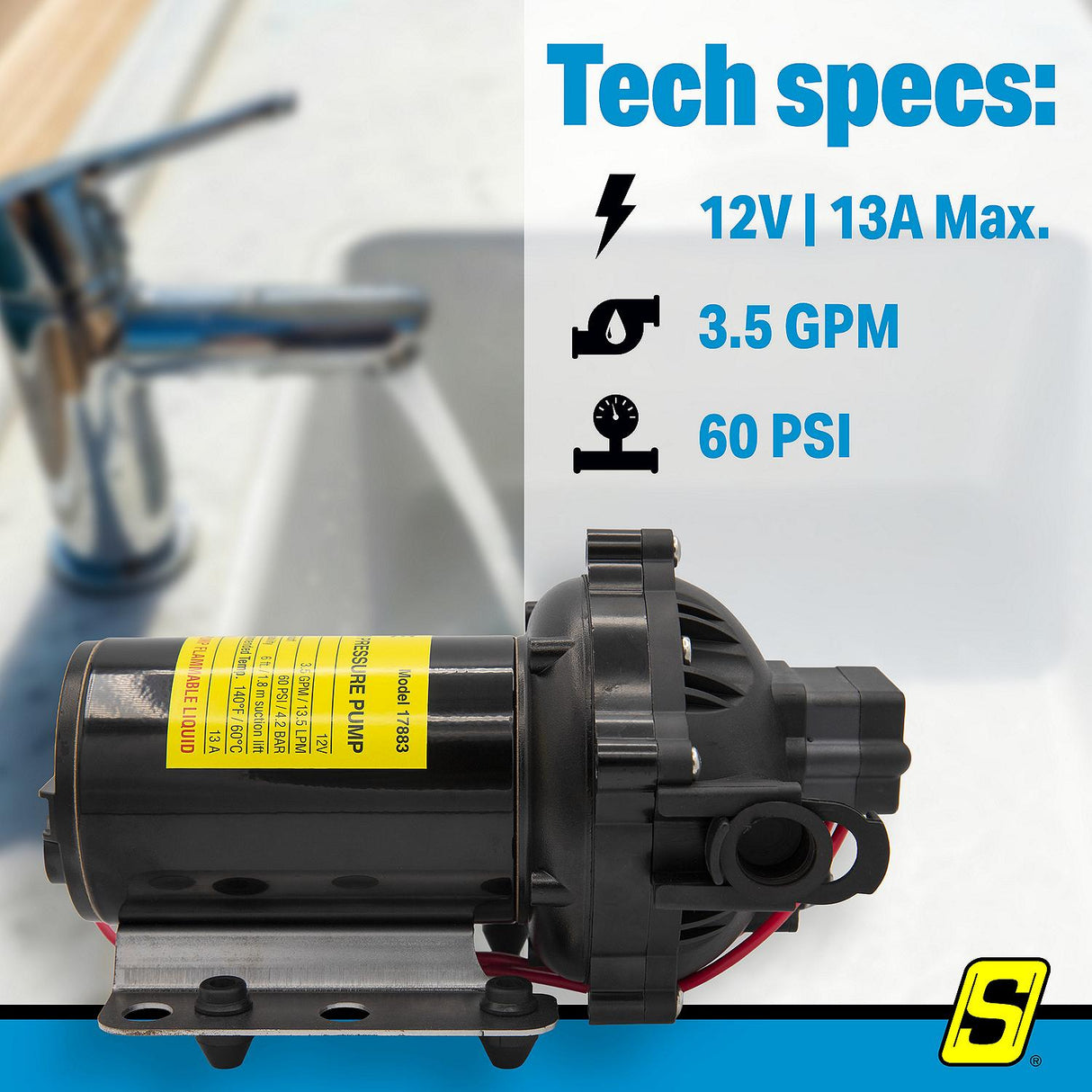 Seachoice 17883 Water-Pressure Pump, 12V, 3.5 GPM, 60 PSI - NMDP1-040-060-52A - image 6