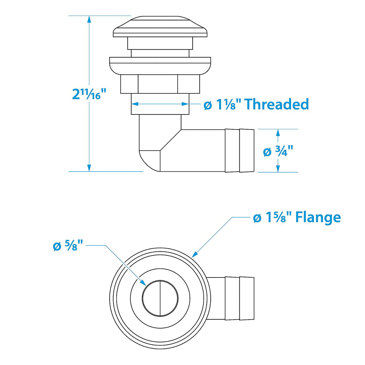 Seachoice 18061 90-Degree Thru Hull Fitting, Fits 3/4 In. ID Hose, 7/8 In. Max. Hull - 18061 - official Seachoice product image 6