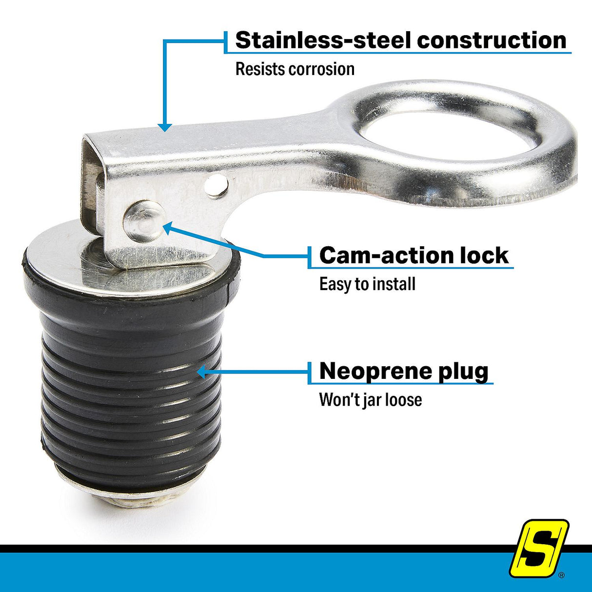 Seachoice Drain Plug-1 Snap-Stainless - 50-18901 - official Seachoice product image 6