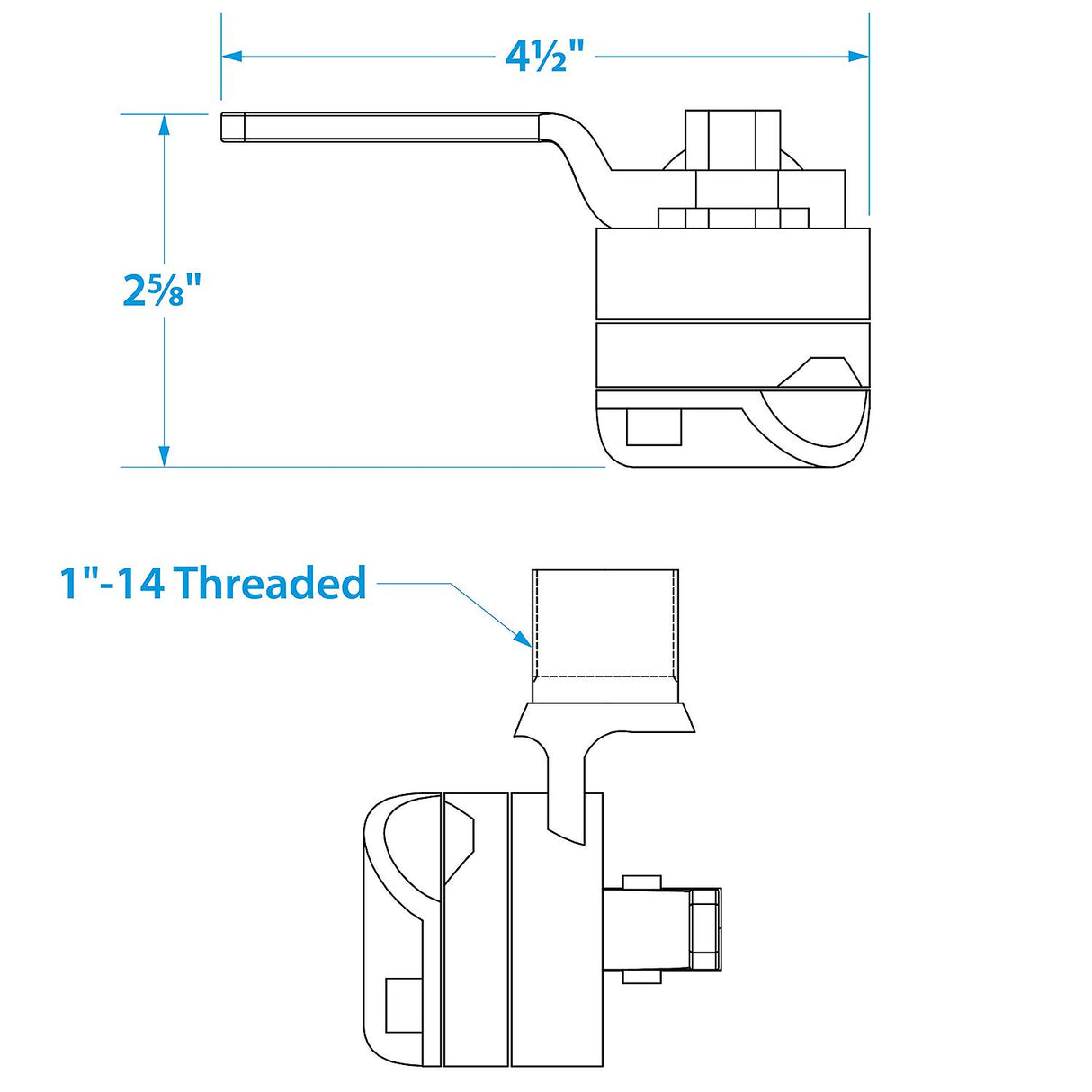Seachoice Antenna Rail Ratchet Mount With Heavy-Duty Handle, 316 Stainless Steel - 19541 - official Seachoice product image 3