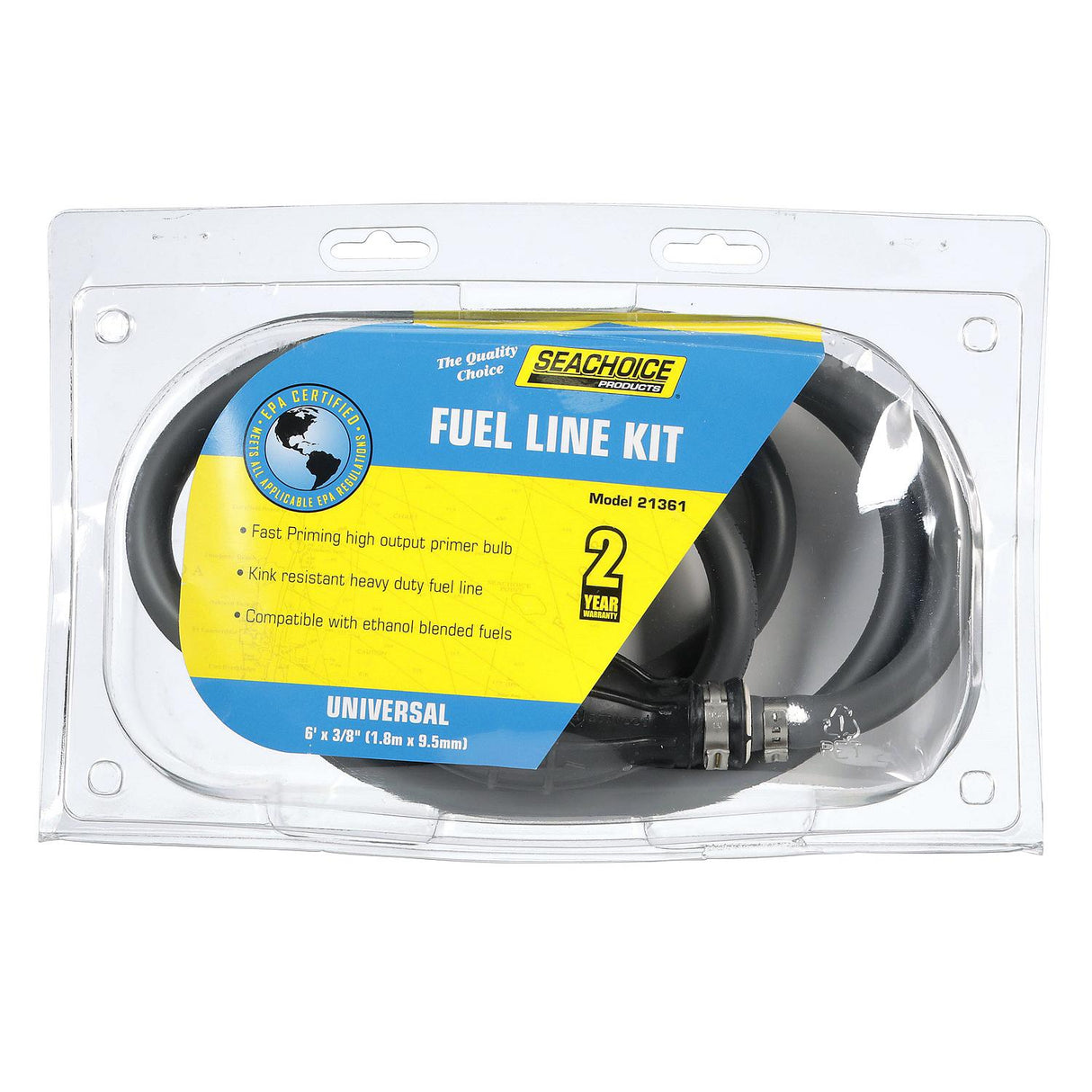 Seachoice 21361 Low Permeation Fuel Line Kit With High-Output Primer Bulb, Universal Fit, 3/8 In. X 7 Ft. - 8508 - official Seachoice product image 4