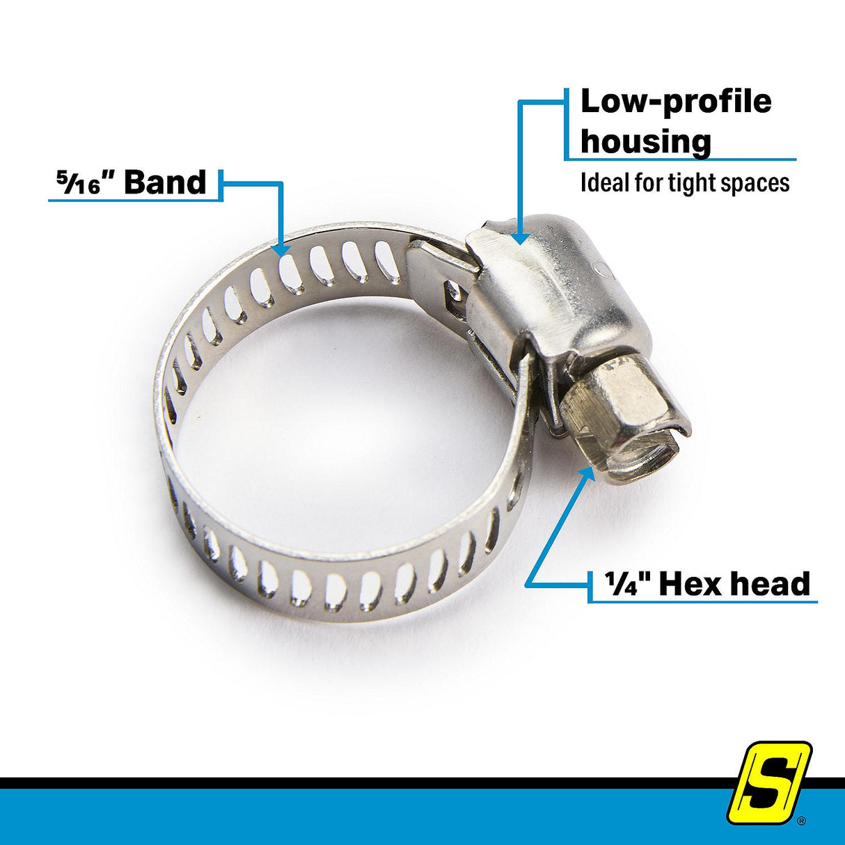 Seachoice 23354 Stainless-Steel Mini Hose Clamps, 5/16" Band, Size #6, 10/Bx - 23354 - official Seachoice product image 5