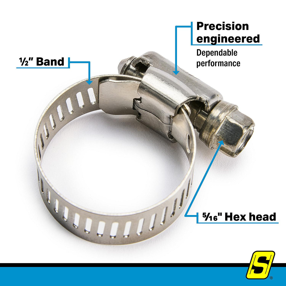 Seachoice 23383 Stainless-Steel Marine Hose Clamps, 1/2" Band, Size #10, 10/Bx - 23383 - official Seachoice product image 5