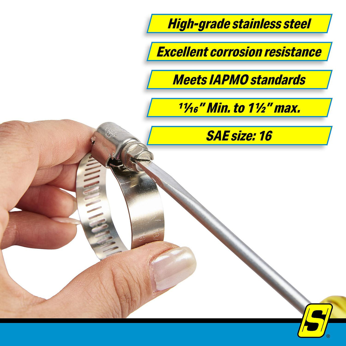 Seachoice 23386 Stainless-Steel Marine Hose Clamps, 1/2" Band, Size #16, 10/Bx - 23386 - official Seachoice product image 5