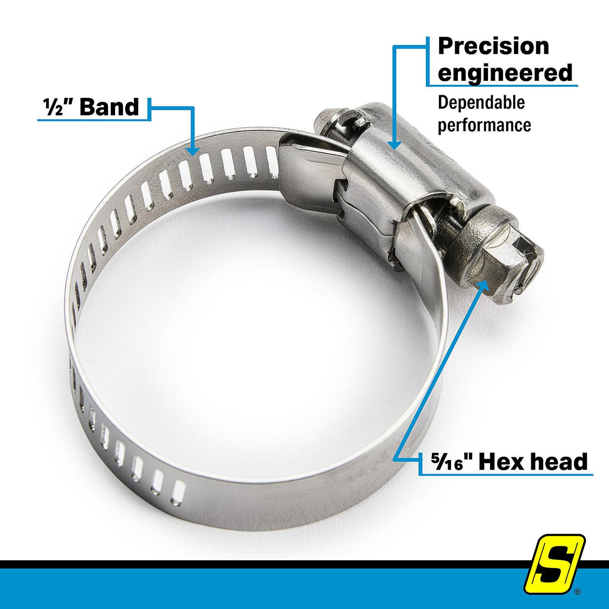 Seachoice 23386 Stainless-Steel Marine Hose Clamps, 1/2" Band, Size #16, 10/Bx - 23386 - official Seachoice product image 8