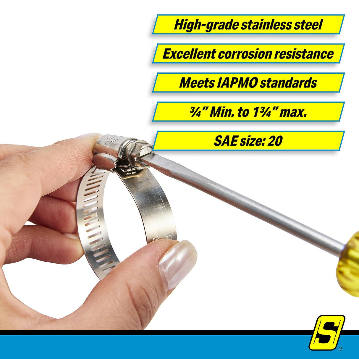 Seachoice 23387 Stainless-Steel Marine Hose Clamps, 1/2" Band, Size #20, 10/Bx - 23387 - official Seachoice product image 7