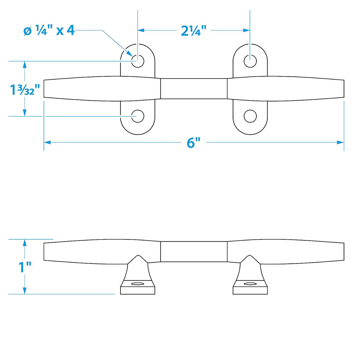 Seachoice Stainless Steel Hollow Base 6 In. Boat Dock and Anchor Line Cleat - 30251