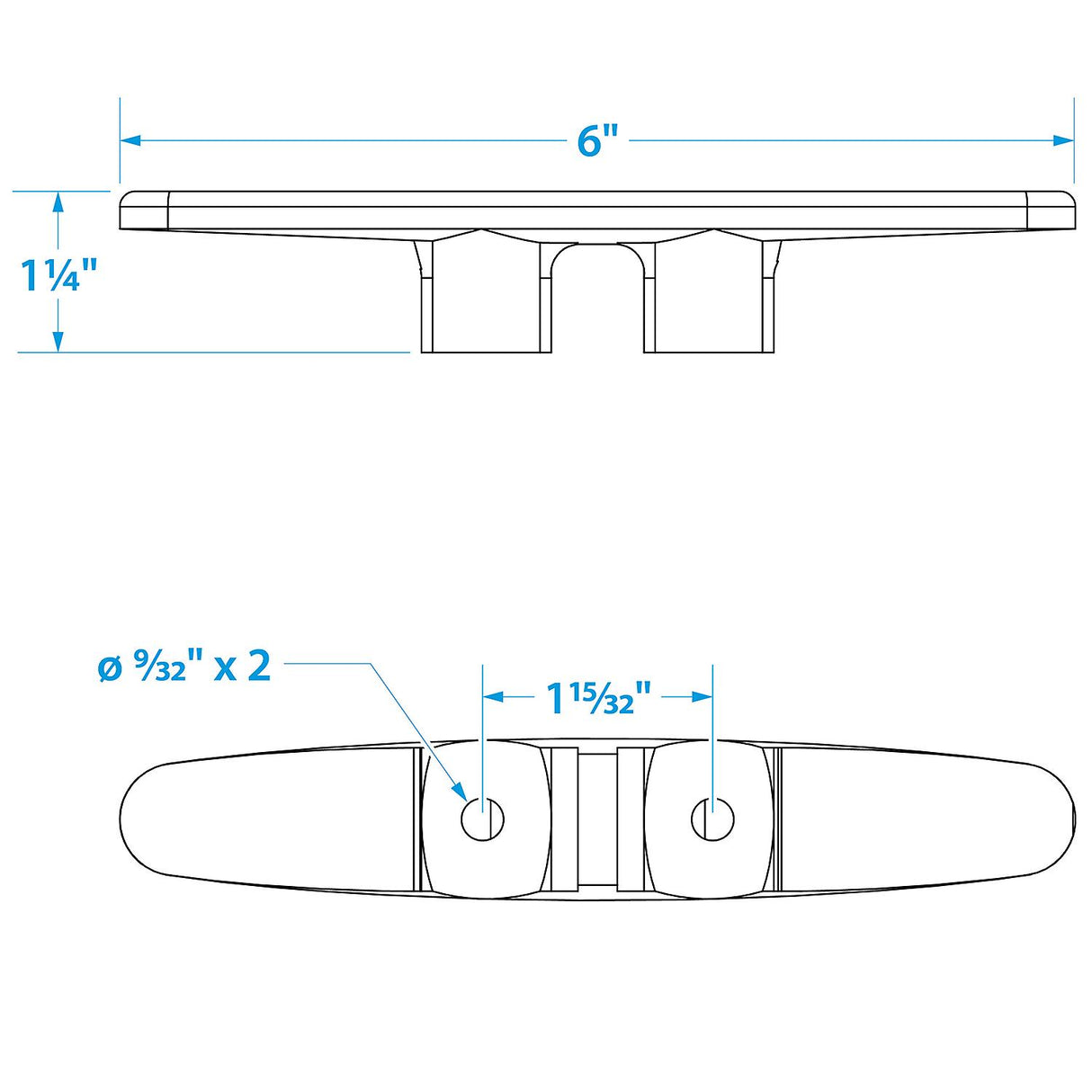 Seachoice Plastic Open Base 6 In. Boat Dock and Anchor Line Cleat w/ Black Finish - 30821 - official Seachoice product image 5