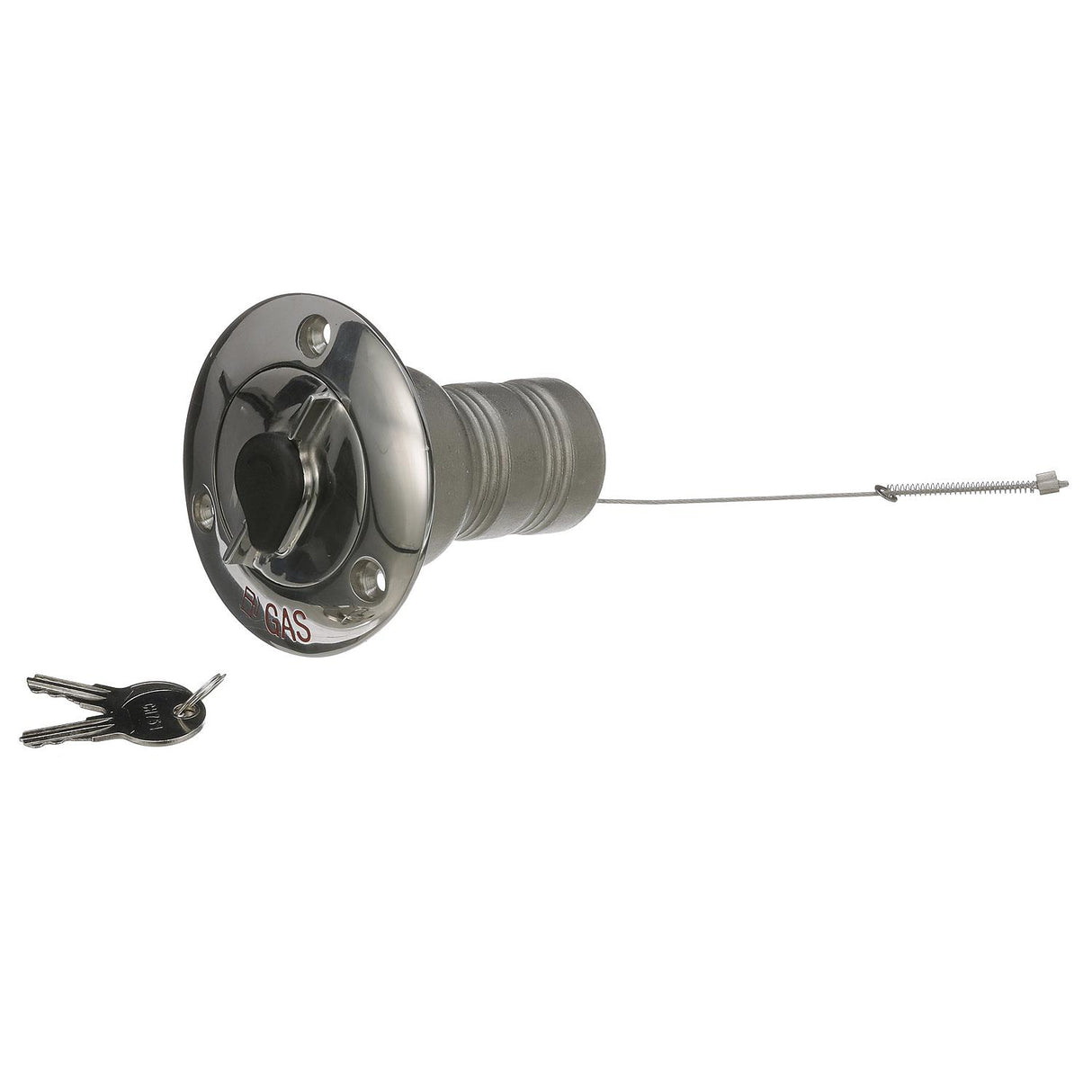 Seachoice 32051 Deck Mount Gas Fill Plate w/ Locking Cap, Cast 316 Stainless Steel, Includes 2 Keys - 32051