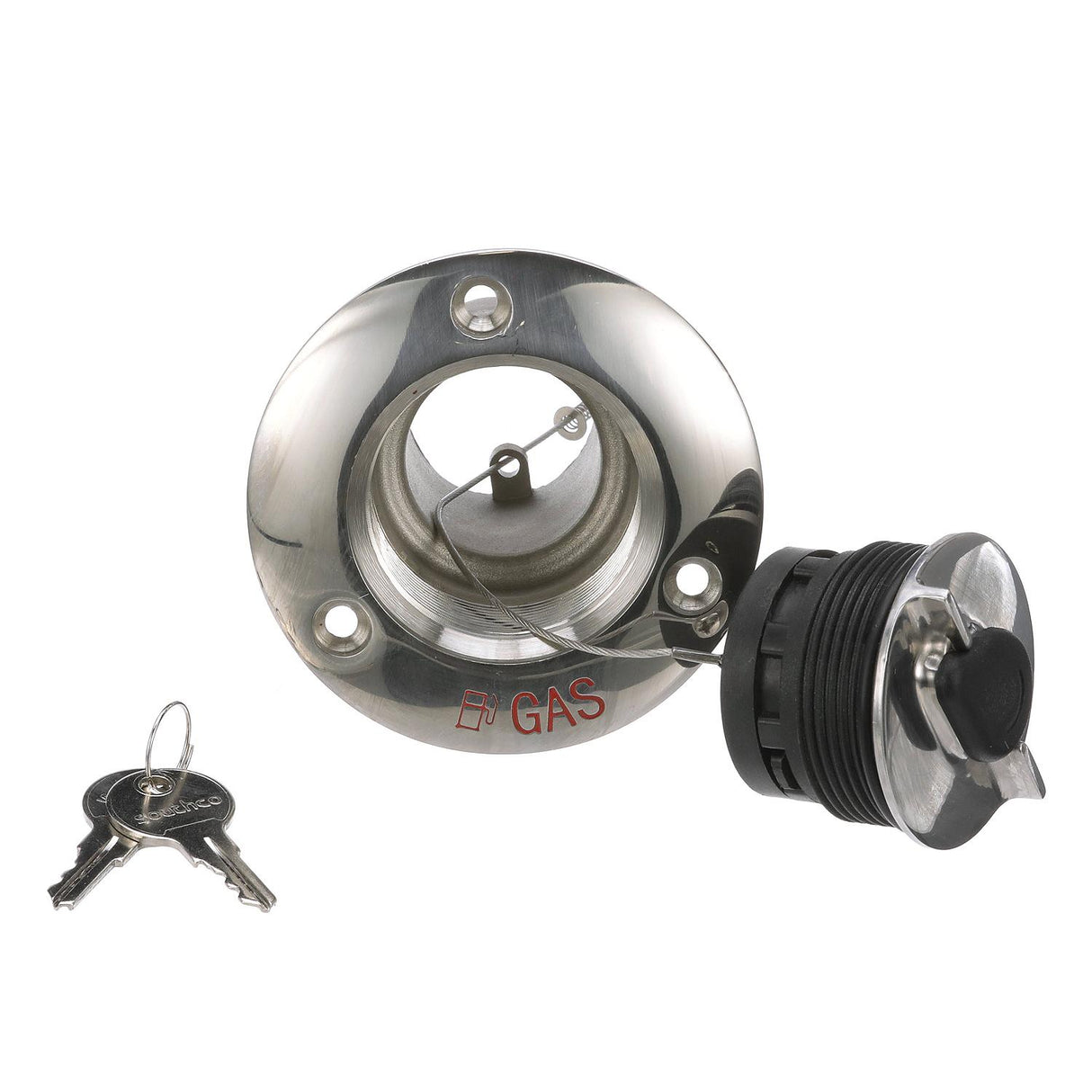 Seachoice 32051 Deck Mount Gas Fill Plate w/ Locking Cap, Cast 316 Stainless Steel, Includes 2 Keys - 32051 - official Seachoice product image 6