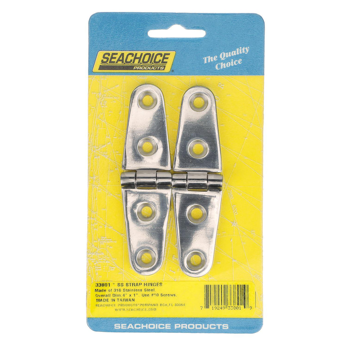 Seachoice Marine-Grade Strap Hinges, Polished 316 Stainless Steel, 4 in. X 1 in., Pack of 2 - SC50-33801 - official Seachoice product image 6