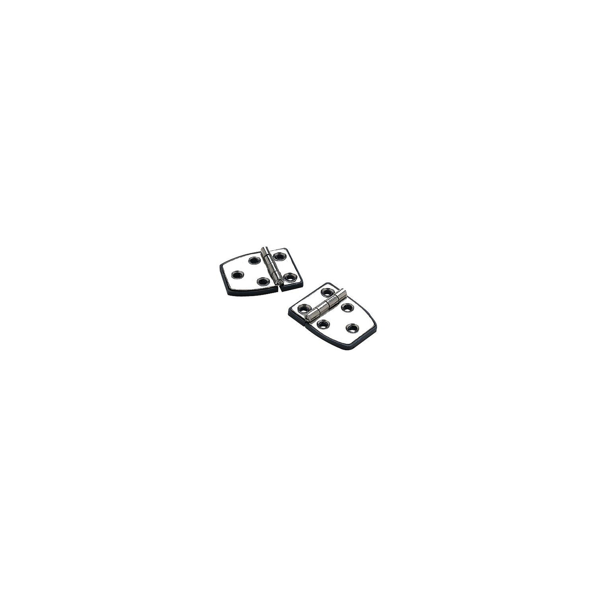 Seachoice 34351 (2) 2-1/4" x 1-1/2" Polished Stainless Steel 3/4" Short Side Hinges with Black Nylon Base Plate - SC50-34351