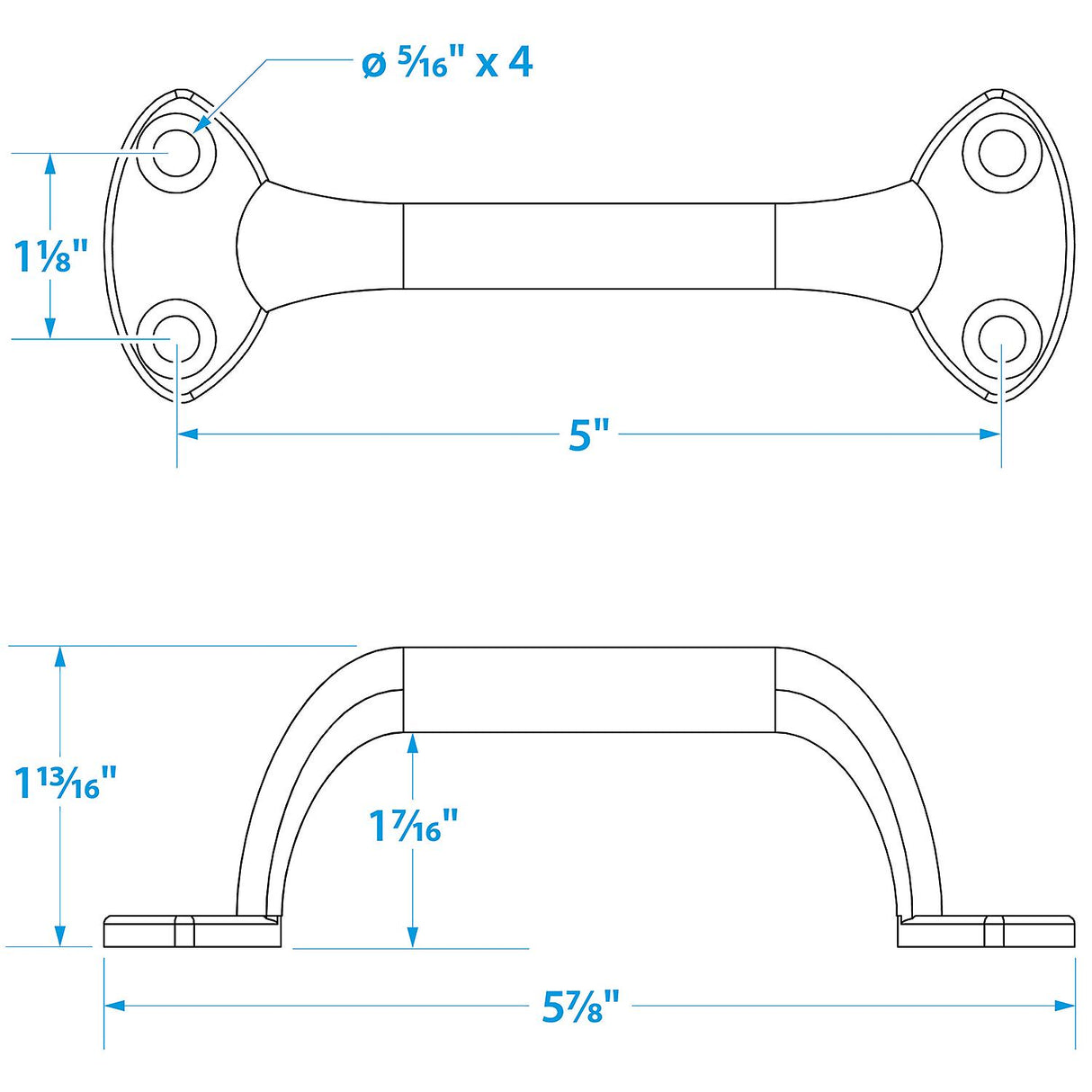 Seachoice 6 In. Transom Handle Chrome, One Size - 50-37501