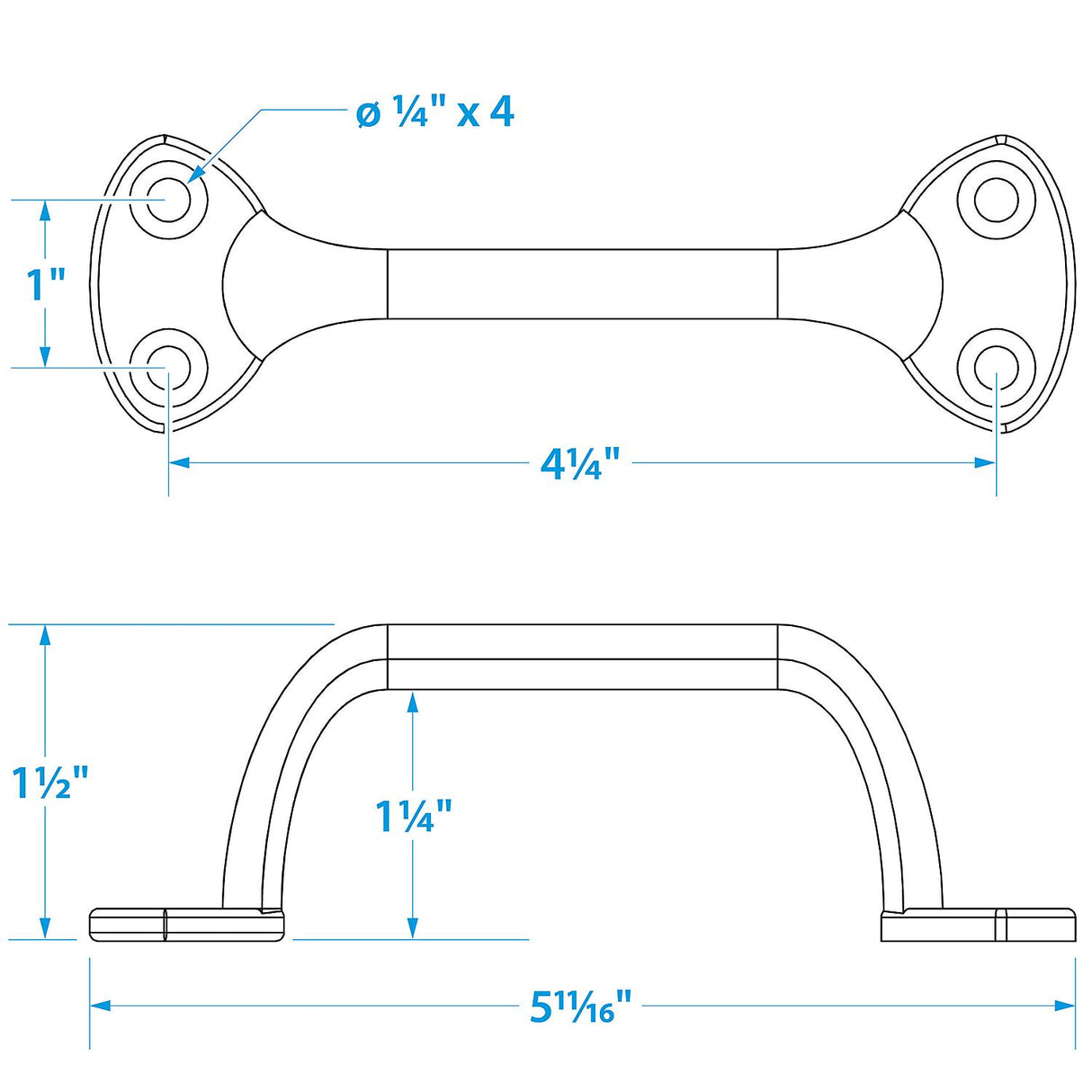Seachoice Heavy Duty Transom Handle, Triple Chrome-Plated Cast Brass, 6 in. Round Grip - 50-37521 - official Seachoice product image 4
