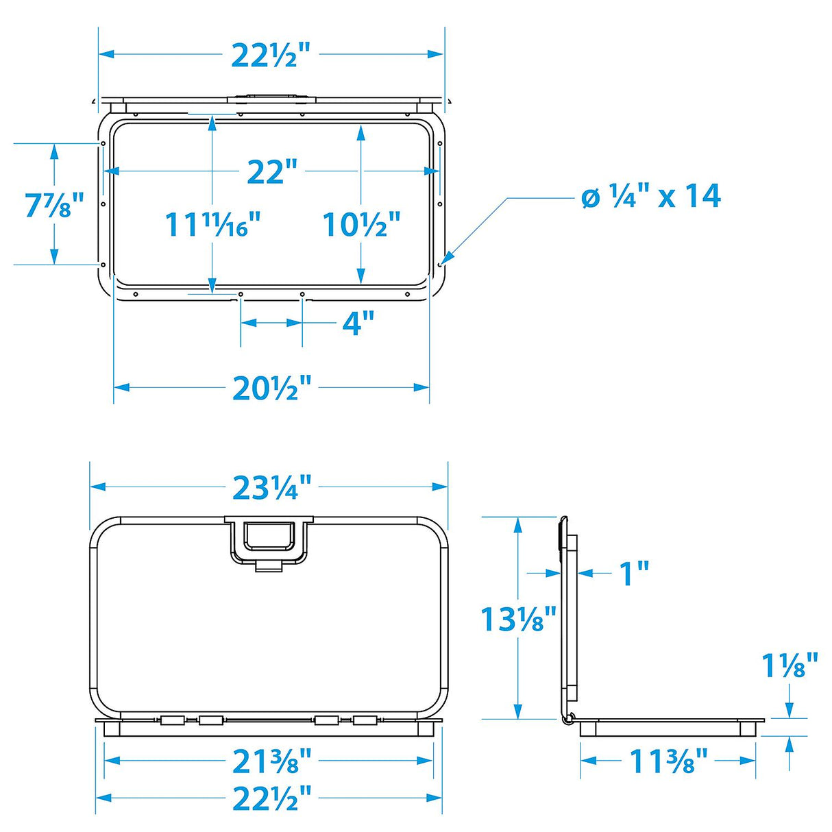 Seachoice White Offshore Hinged Low-Profile Hatch, 10 In. X 20 In. - 39201