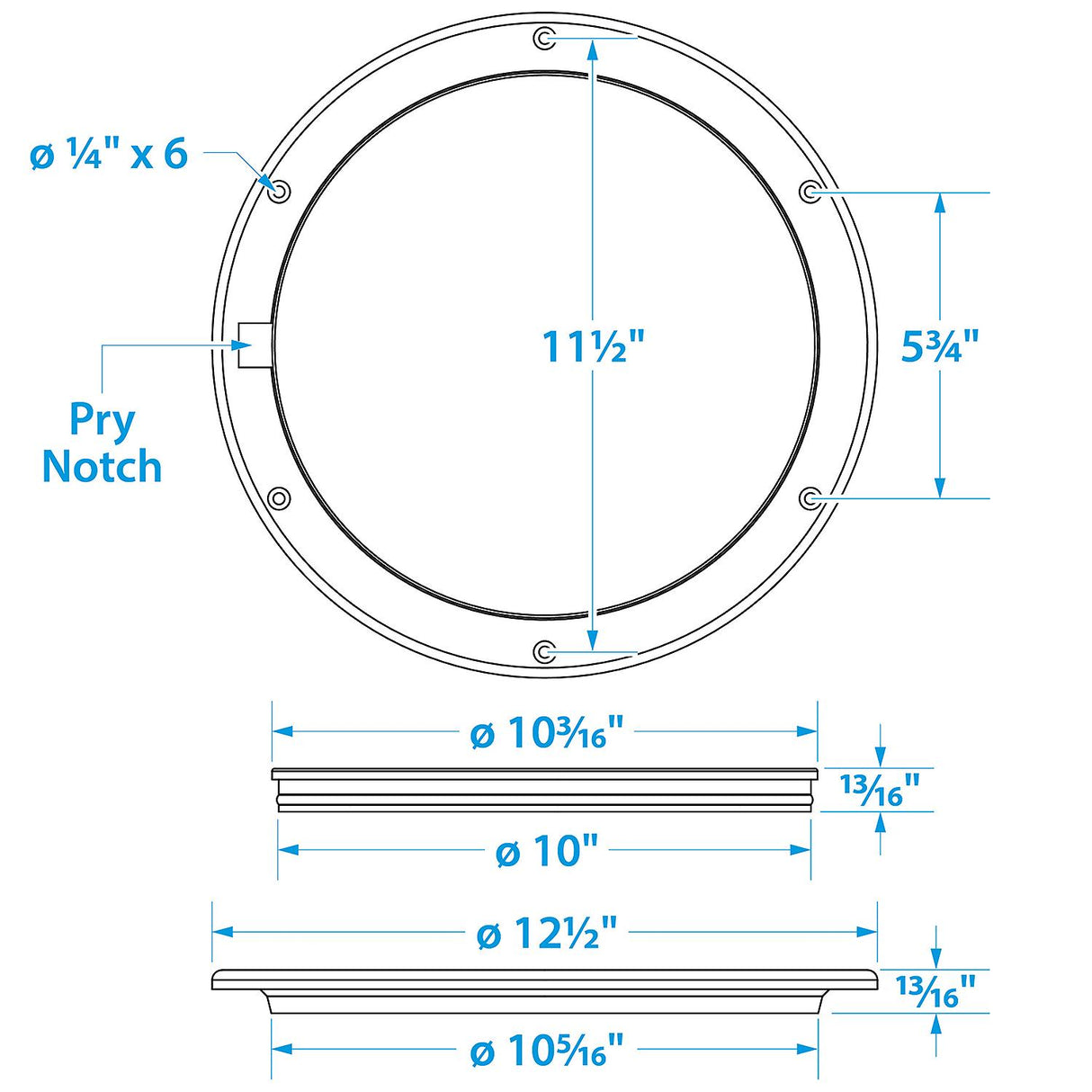 Seachoice White Pry-Up Deck Plate, Watertight, Up to 10-5/8 in. Diameter Hole - 39581 - official Seachoice product image 3