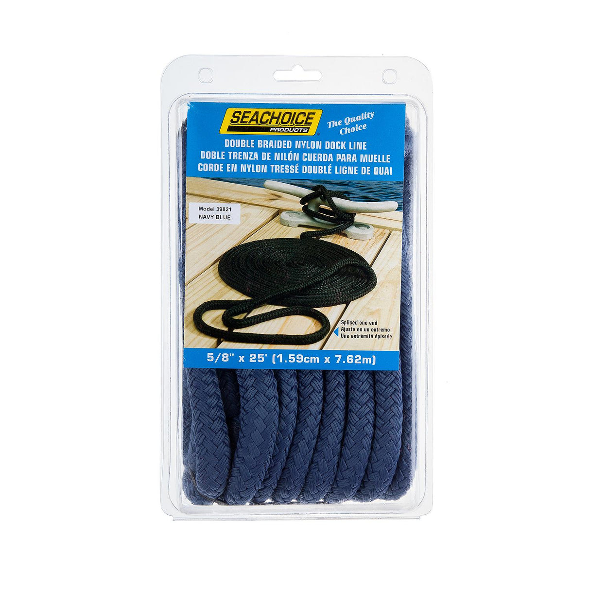 Seachoice 39821 Double-Braid Nylon Dock Line w/ Eye Splice, Pre-Shrunk, Heat Stabilized, 5/8 In. X 25 Ft., Navy Blue - 39821 - official Seachoice product image 5