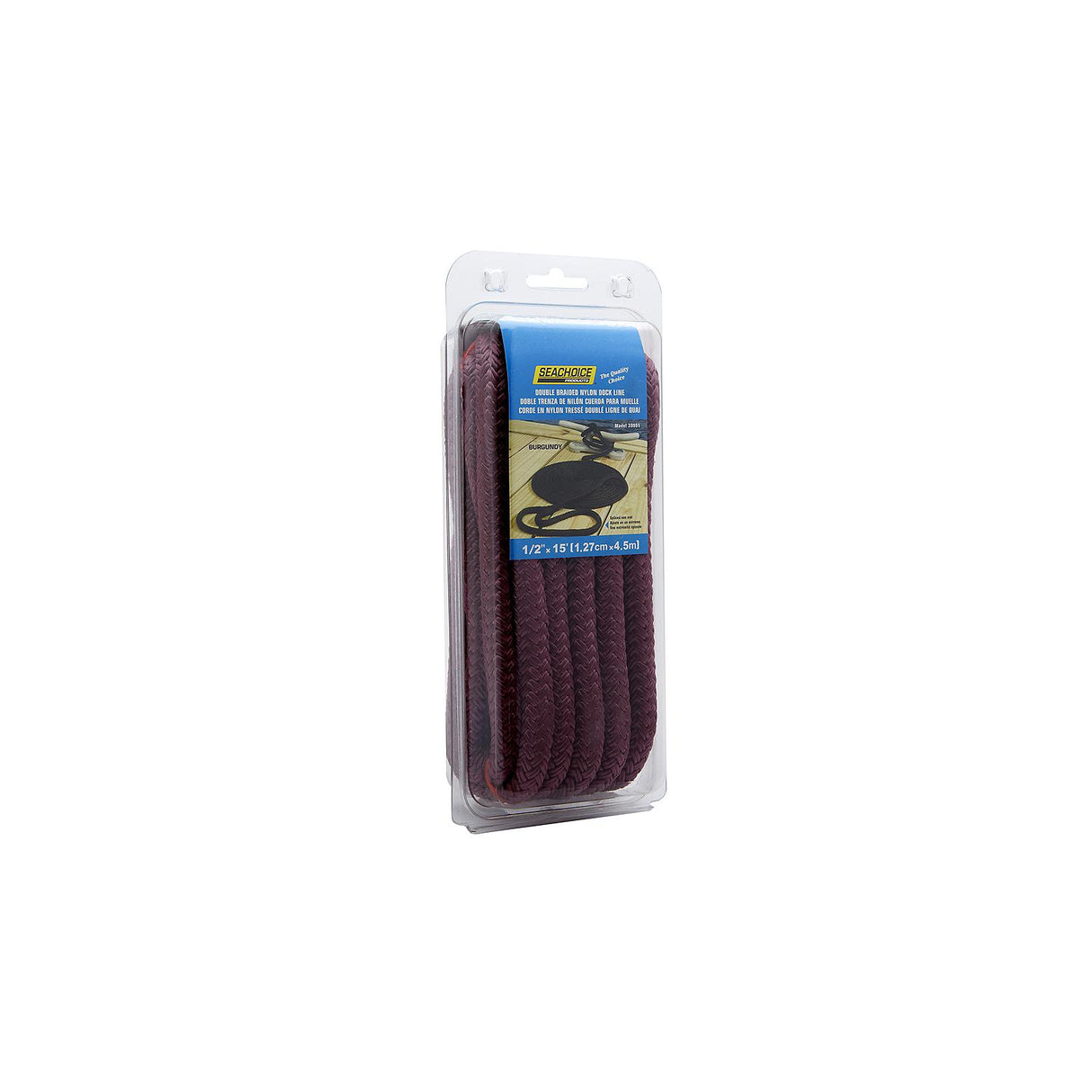 Seachoice Double-Braid Nylon Dock Line w/ Eye Splice, Pre-Shrunk, Heat Stabilized, 1/2 In. x 15 Ft., Burgandy - 39951 - official Seachoice product image 3