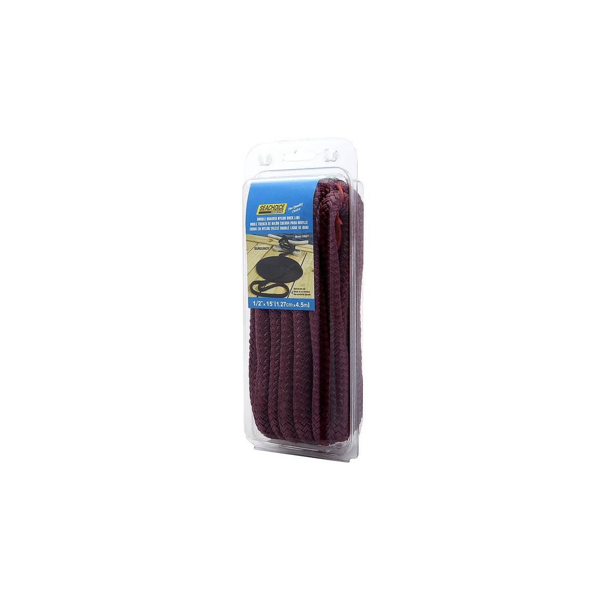Seachoice Double-Braid Nylon Dock Line w/ Eye Splice, Pre-Shrunk, Heat Stabilized, 1/2 In. x 15 Ft., Burgandy - 39951 - official Seachoice product image 6