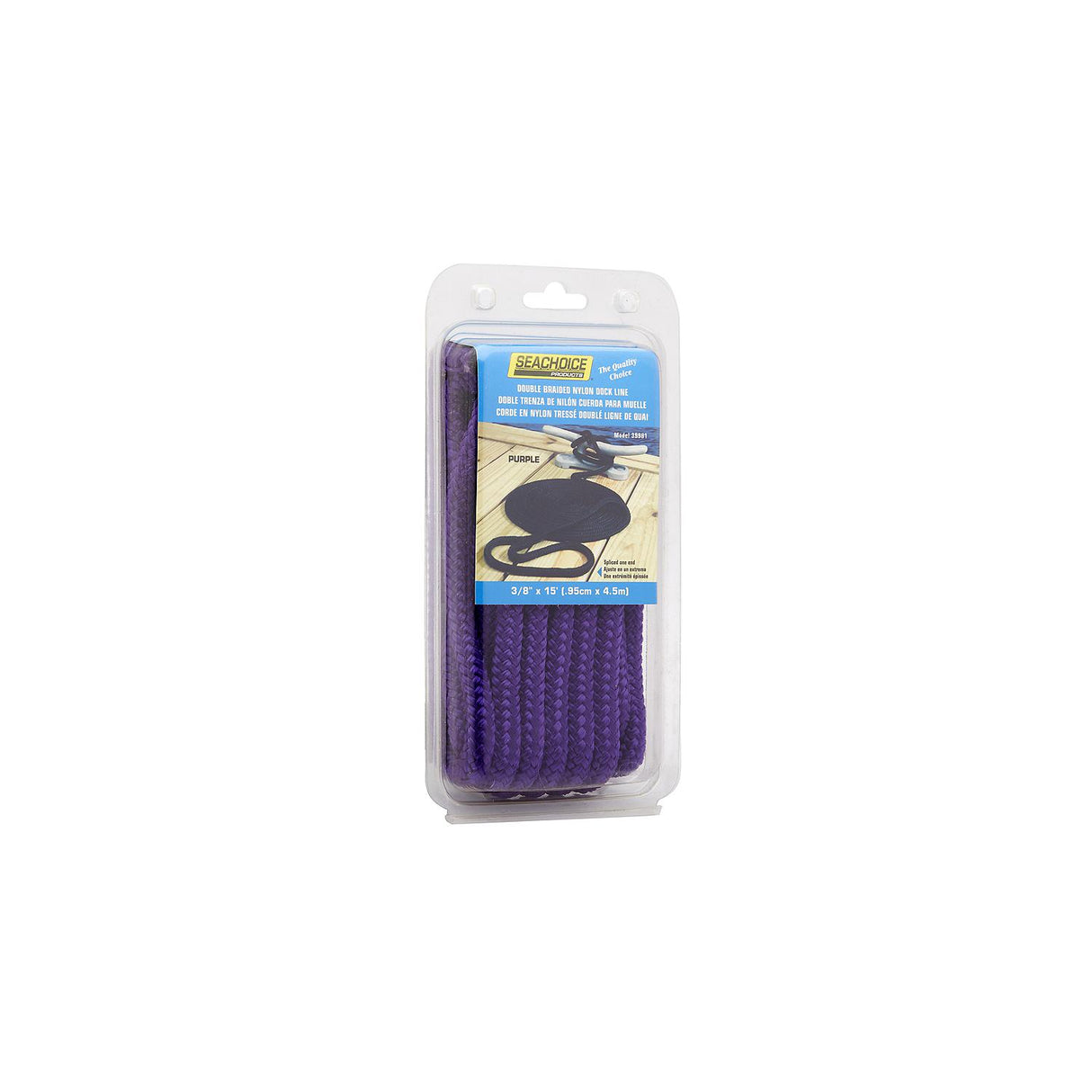 Seachoice Double-Braid Nylon Dock Line w/ Eye Splice, Pre-Shrunk, Heat Stabilized, 3/8 In. X 15 Ft., Purple - 39981 - official Seachoice product image 6