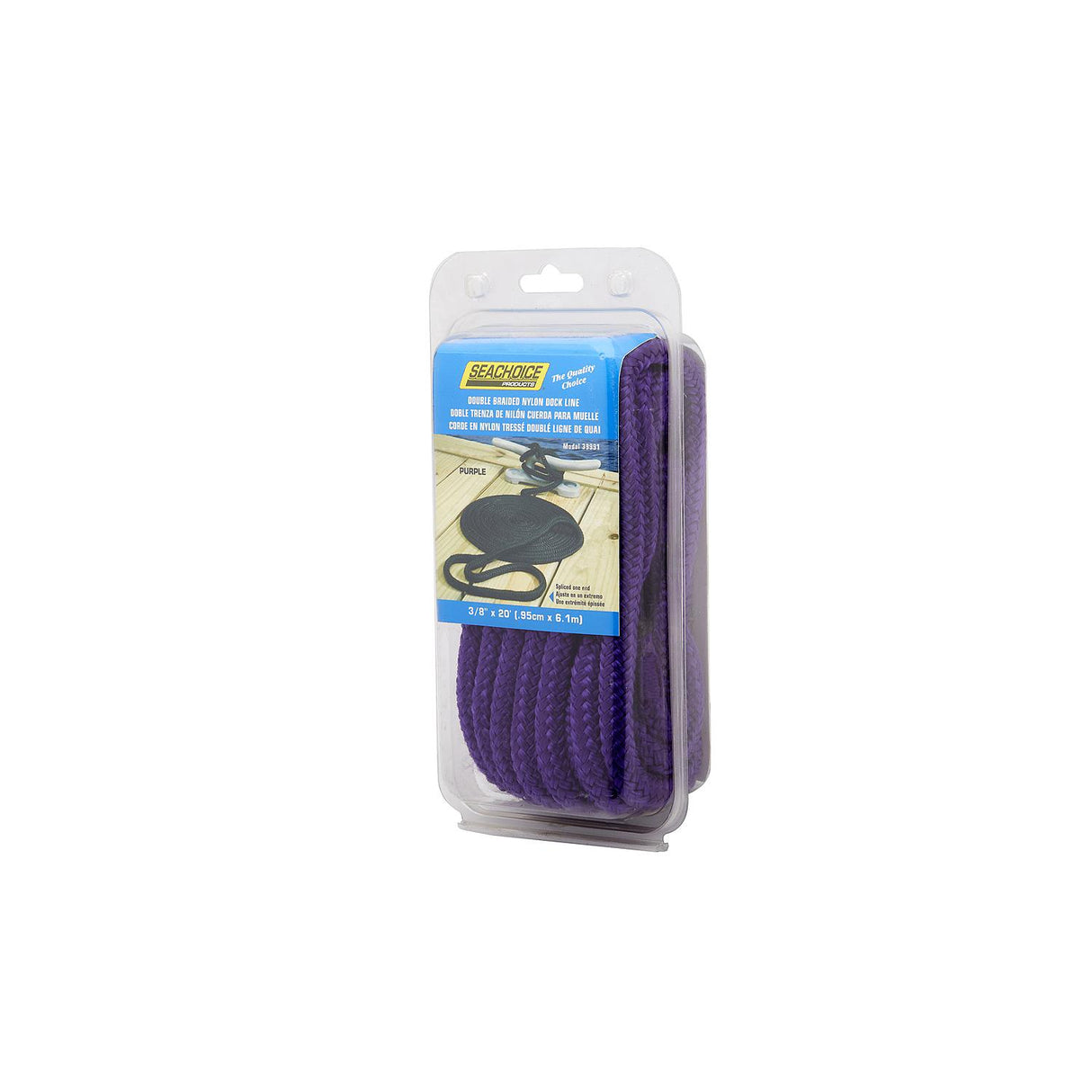 Seachoice Double-Braid Nylon Dock Line w/ Eye Splice, Pre-Shrunk, Heat Stabilized, 3/8 In. X 20 Ft., Purple - 39991 - official Seachoice product image 5