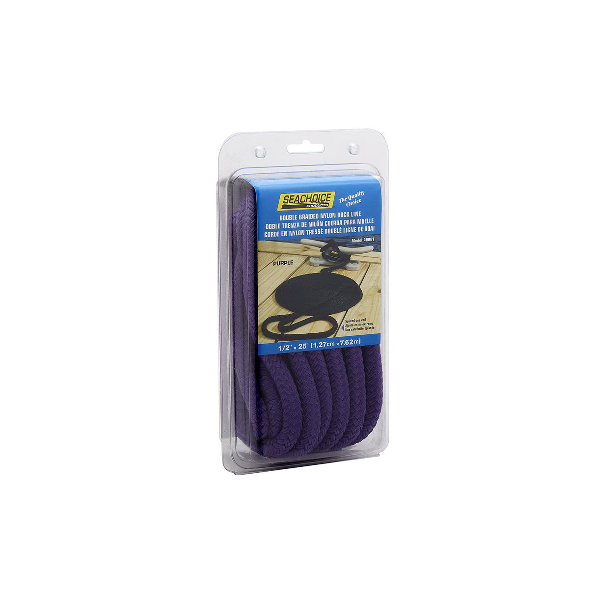 Seachoice Double-Braid Nylon Dock Line w/ Eye Splice, Pre-Shrunk, Heat Stabilized, 1/2 In. X 25 Ft., Purple - 40001 - official Seachoice product image 3