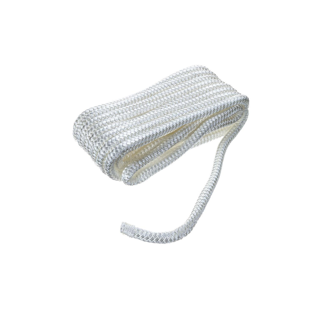 Seachoice Double-Braid Nylon Dock Line w/ Eye Splice, Pre-Shrunk, Heat Stabilized, 3/8 In. X 20 Ft., White - 40101
