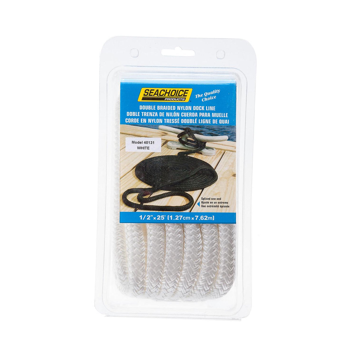 Seachoice Double-Braid Nylon Dock Line w/ Eye Splice, Pre-Shrunk, Heat Stabilized, 1/2 In. X 25 Ft., White - 40131 - official Seachoice product image 4