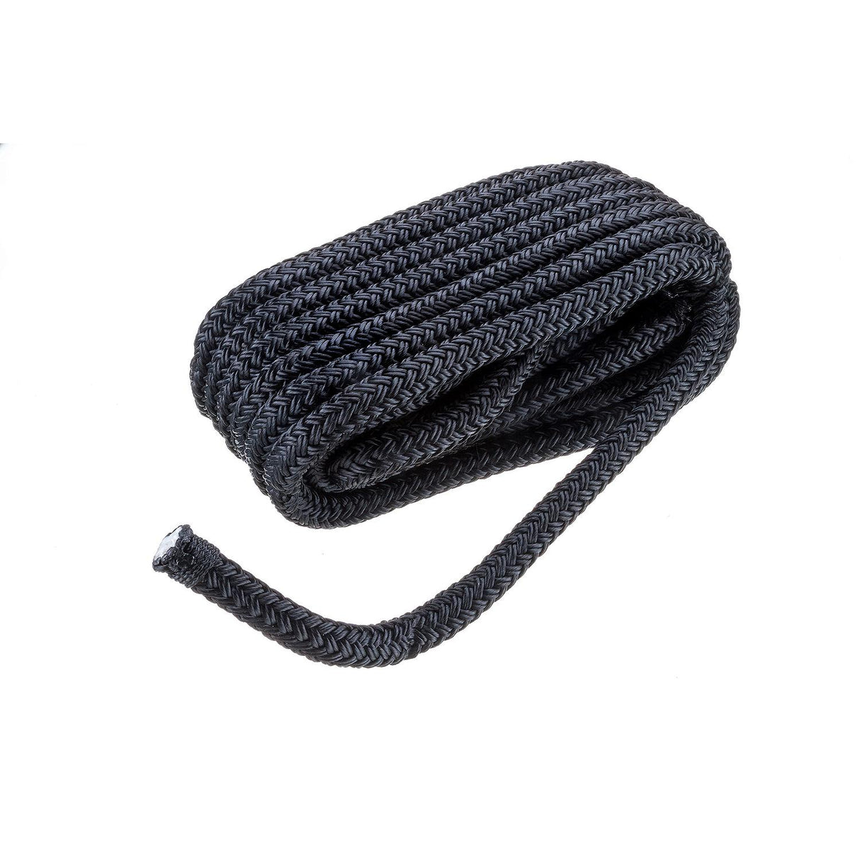 Seachoice Double-Braid Nylon Dock Line w/ Eye Splice, Pre-Shrunk, Heat Stabilized, 1/2 In. X 25 Ft., Black - 40381