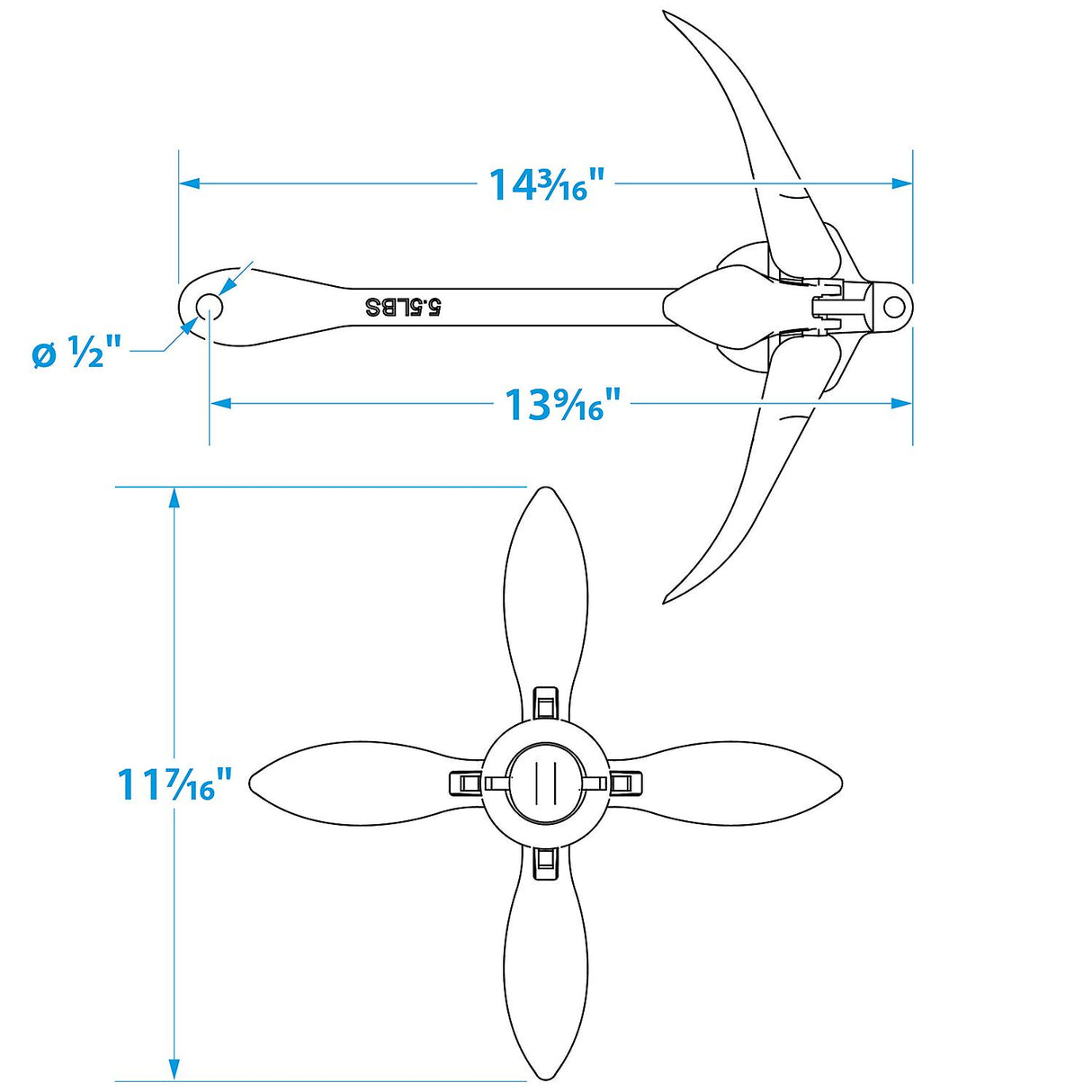 Seachoice Folding Grapnel Boat Anchor, 5.5 Lbs. - 50-41010
